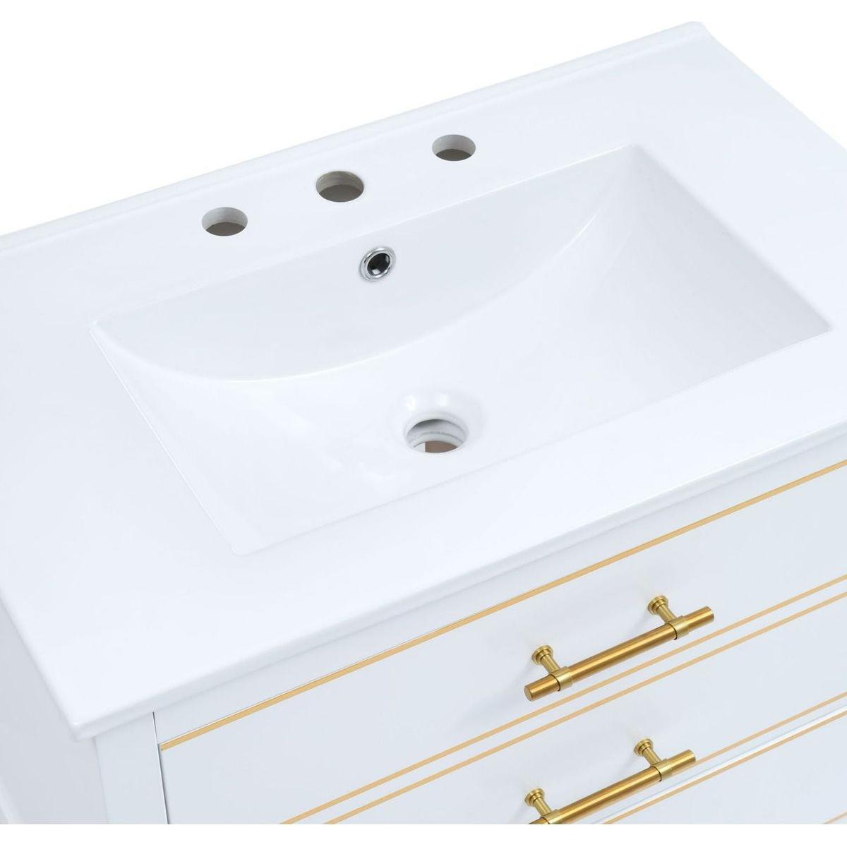 Modern 30inch Navy Blue/White Bathroom Vanity Cabinet Combo with Open Storge, Two Drawers