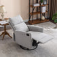 Cotton Linen Fabric Swivel Rocking Chair Glider Rocker Recliner Nursery Chair With Adjustable Back And Footrest For Living Room Indoor,Light Gray