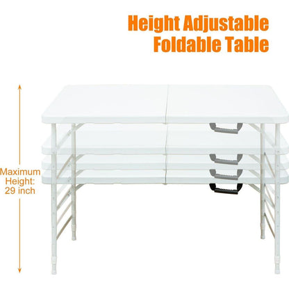 4ft Portable Folding Table Indoor&Outdoor Maximum Weight 135KG Foldable Table for Camping White