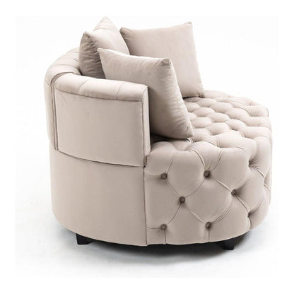 Accent Chair / Classical Barrel Chair for living room / Modern Leisure Sofa Chair (Khaki)