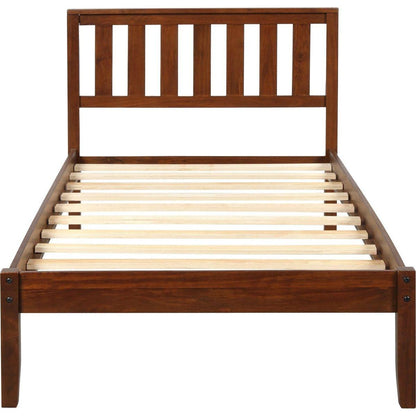 Wood Platform Bed with Headboard/Wood Slat Support Twin (Walnut)