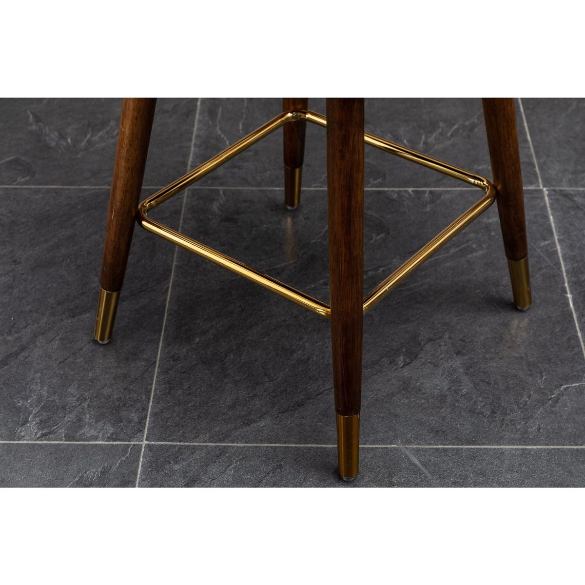 Nevis Mid-century Modern Faux Leather Tufted Nailhead Trim Counter Stool Set of 2, Yellow