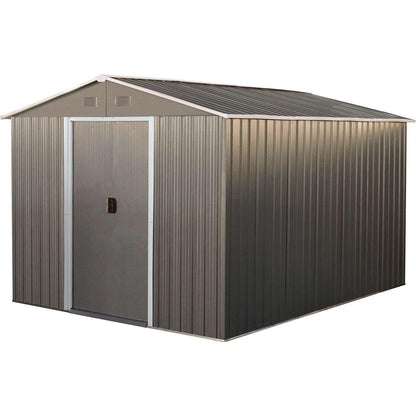 8x10ft Outdoor Metal Storage Shed Grey