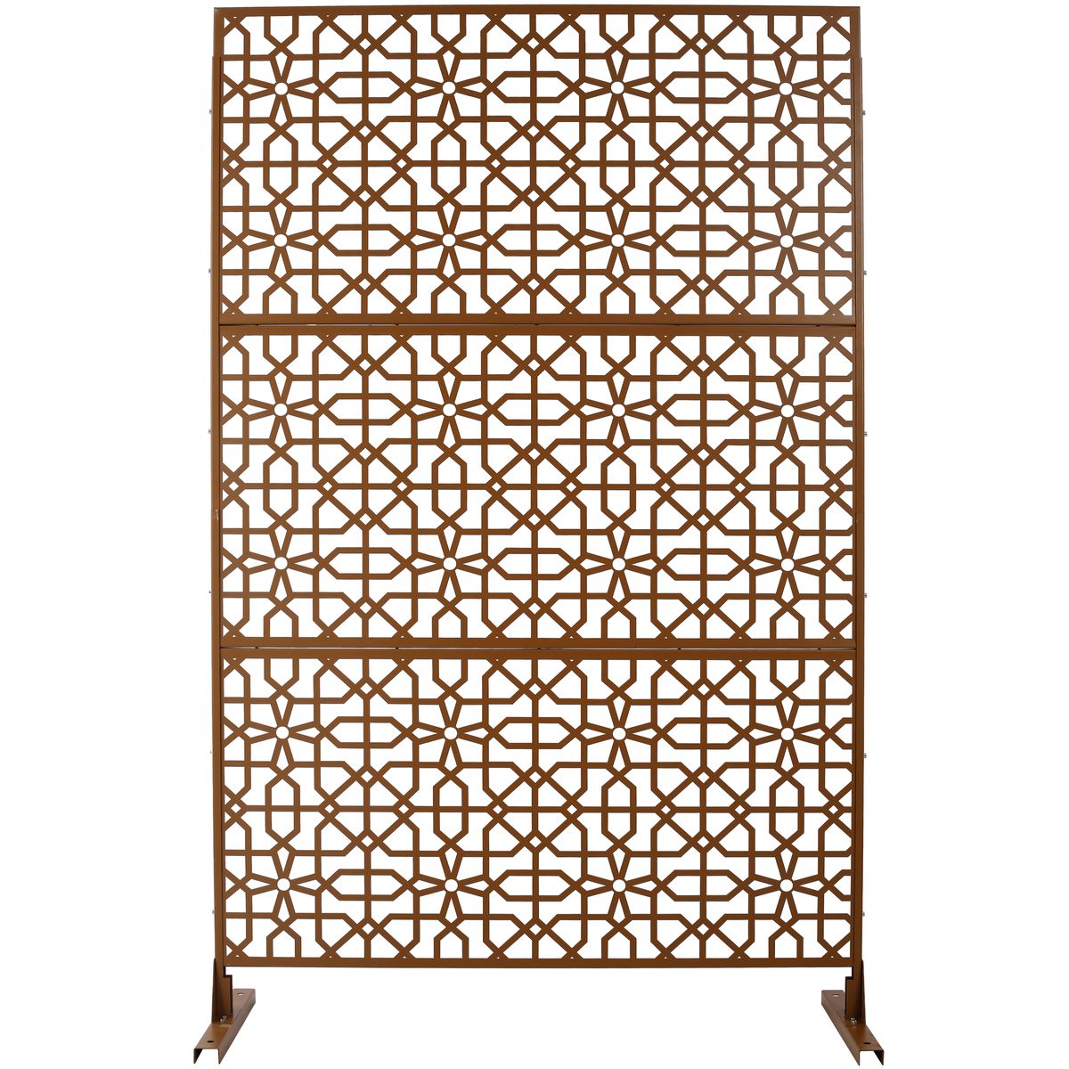 Outdoor & Indoor Privacy Screen Metal Privacy Screen 76' H×48' W, Freestanding Decorative Privacy Screen for Deck Balcony Patio, Privacy Fence Panels for Outside Lawn Garden PS106 BROWN