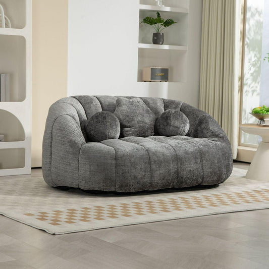 Bean Bag sofa Lazy Sofa Durable Comfort Lounger High Back Bean Bag Chair Couch for Adults and Kids, Indoor & Outdoor, Accent Floor Soft Lounge Chair (Gray chenille)