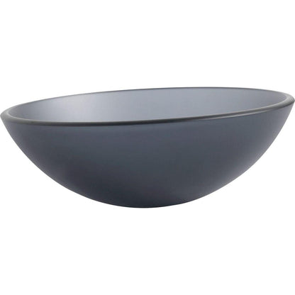 Tempered Glass Matte Bathroom Vessel Sink, Round Bathroom Basin (Tempered Glass Matt Gray)