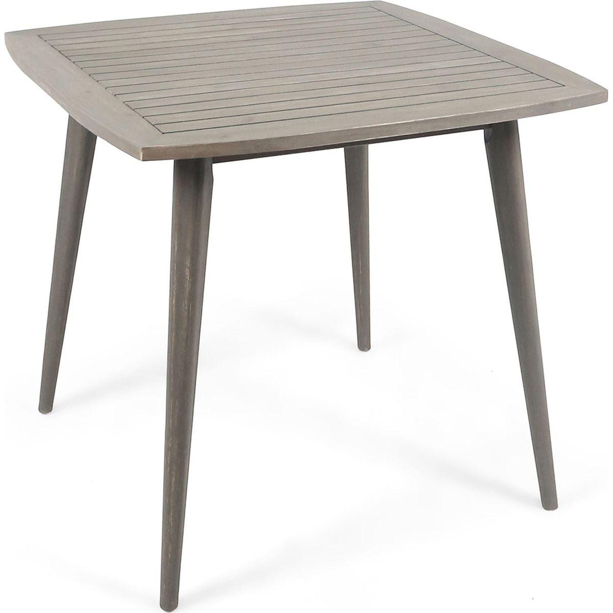 Outdoor Square Acacia Wood Dining Table with Straight Legs, Gray