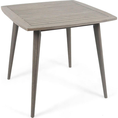 Outdoor Square Acacia Wood Dining Table with Straight Legs, Gray