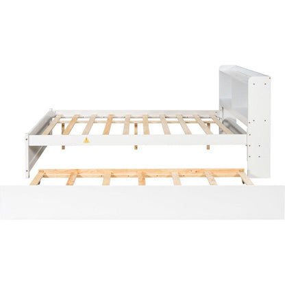 Full Bed with Trundle,Bookcase,White