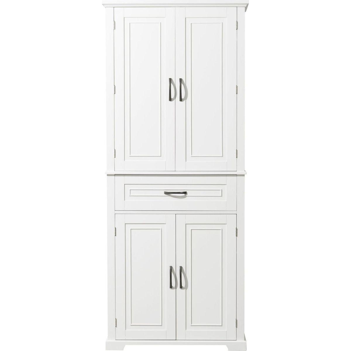 Bathroom Storage Cabinet with Doors and Drawer, Multiple Storage Space, Adjustable Shelf, White