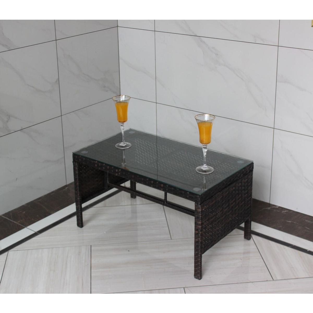 Outdoor patio Furniture 1 Coffee Table with clear tempered glass