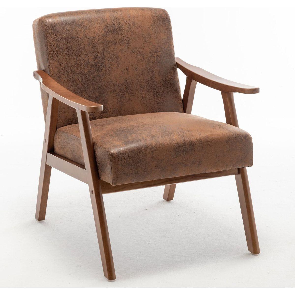 Mid-Century Modern Chair, Living Room Chair with Solid Wood Frame, Accent Chair Extra-Thick Backrest, Wingback Chair for Bedroom, Reading Room, Living Room, Lounge Chair Indoor