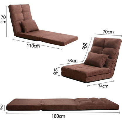 Triple Fold Down Sofa Bed, Adjustable Floor Couch Sofa with One Pillow, 5 Reclining Position, Convertible Upholstered Guest Sleeper,Adjustable Foldable Modern Leisure Sofa Bed Video Gaming Sofa