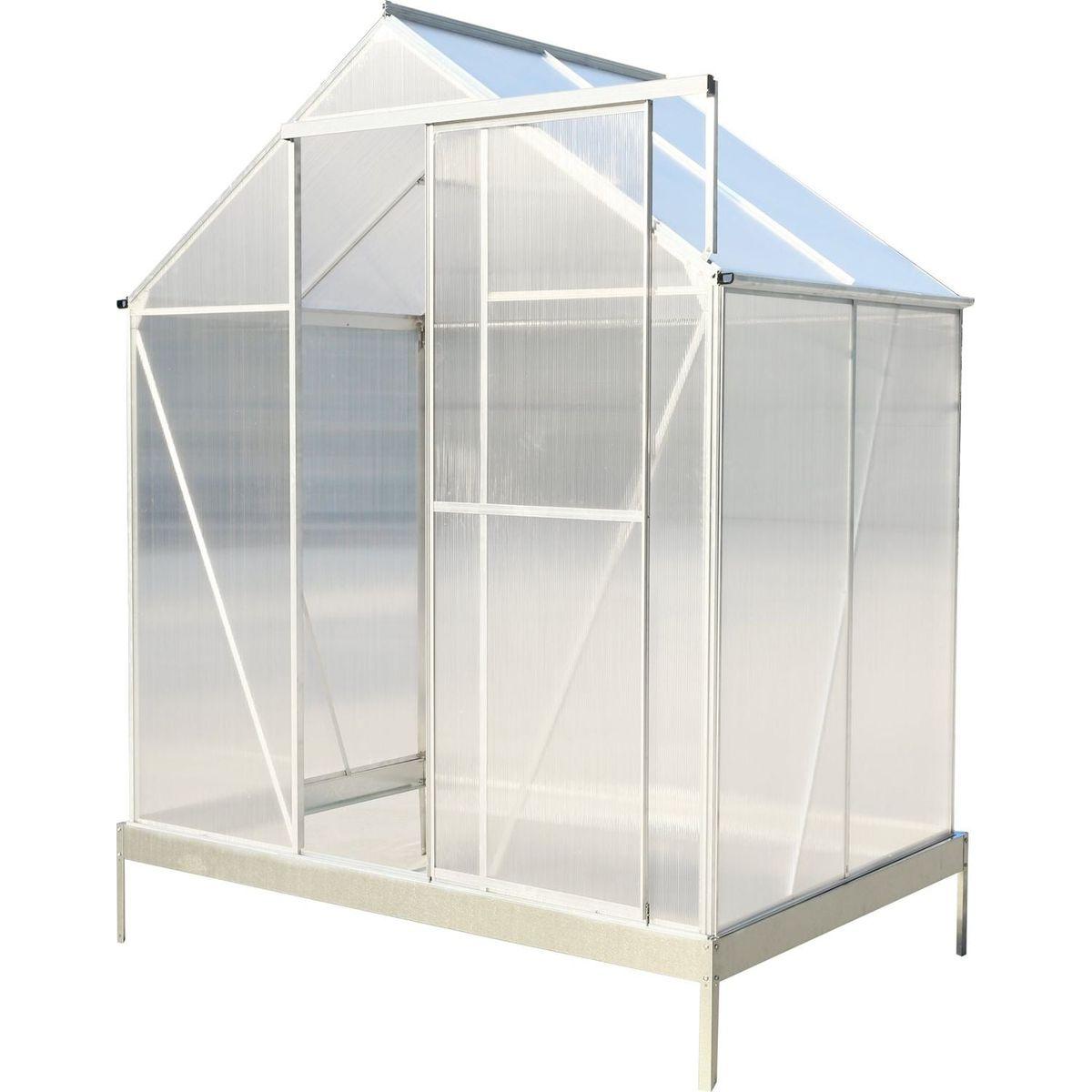 6.3'x4.2'x7' Polycarbonate Greenhouse, Heavy Duty Outdoor Aluminum Walk-in Green House Kit with Rain Gutter, Vent and Door for Backyard Garden, color aluminium