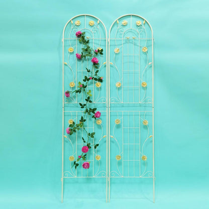 4 Pack Metal Garden Trellis 86.7" x 19.7" Rustproof Trellis for Climbing Plants Outdoor Flower Support White