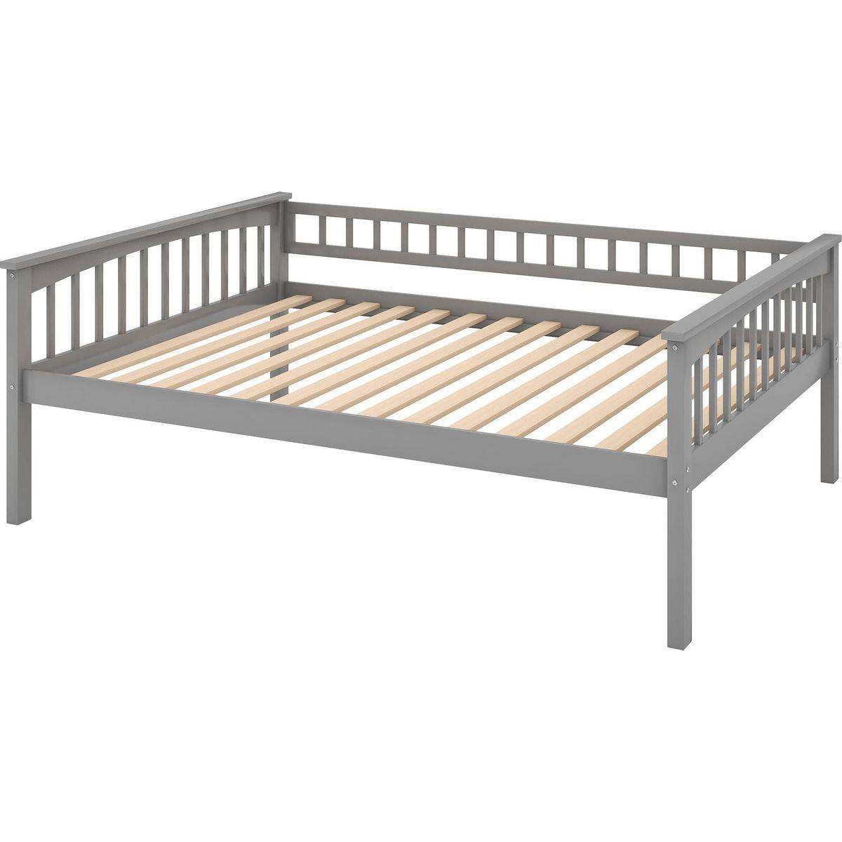 Full over Full Bunk Bed with Drawers, Convertible Beds, Gray
