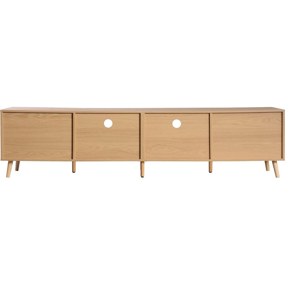 Rattan TV Stand for TVs up to 85", Modern Farmhouse Media Console, Entertainment Center with Solid Wood Legs, TV Cabinet for Living Room,Home Theatre