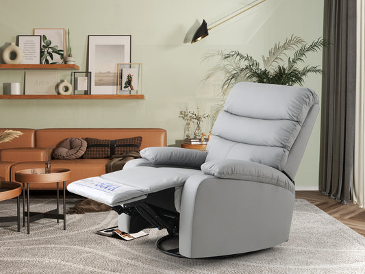 Large Manual Recliner Chair for Living Room,Lying flat at 150 degrees,Cat scratch fabric,Light gray