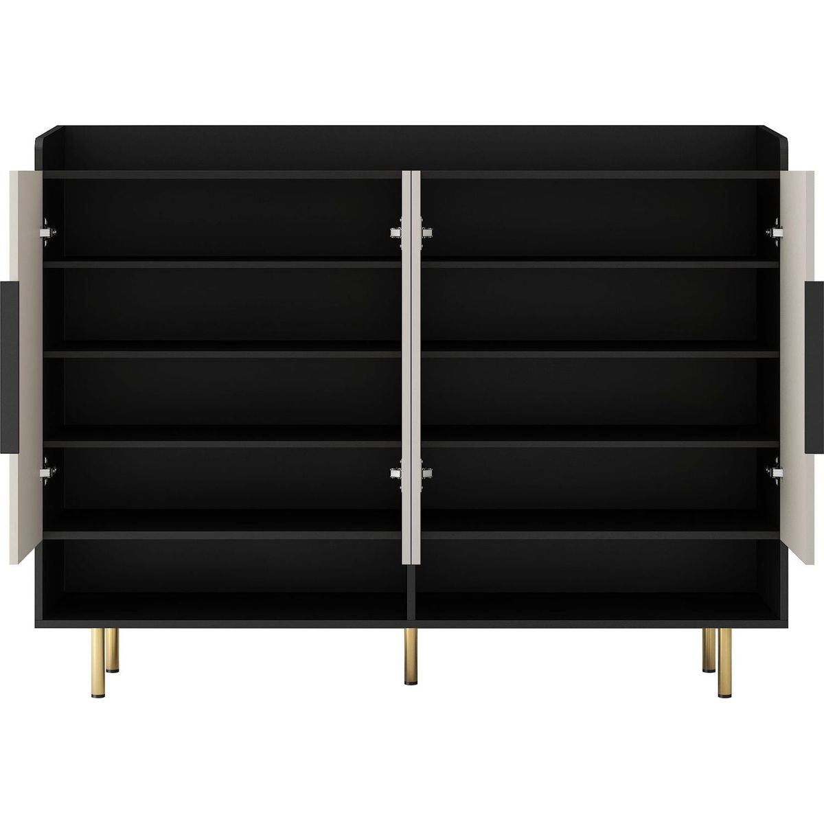 Shoe Cabinet with 4 Doors Large Modern Shoe Storage Organizer Cabinet with Adjustable Shelves for Entryway Black Shoe Rack Cabinet for Living room, bedroom