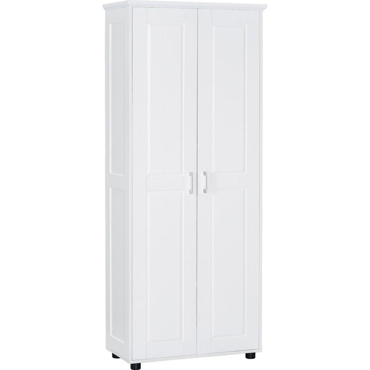 Storage Cabinet with Two Doors for Bathroom, Office, Adjustable Shelf, MDF Board, White
