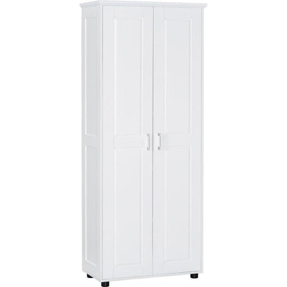 Storage Cabinet with Two Doors for Bathroom, Office, Adjustable Shelf, MDF Board, White