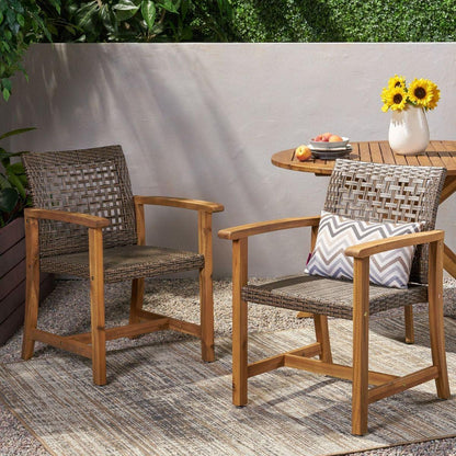HAMPTON WOOD AND WICKER DINING CHAIR(SET OF 2 )