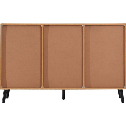 Sideboard Buffet Cabinet with Storage, Wood Coffee Bar Cabinet, 47.2" Kitchen Cabinet with 3 Drawers & 2 Doors, Kitchen Buffet Cabinet Cupboard Natural Wood Color