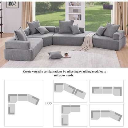 156"Oversized Modular U Shaped Sectional Sofa,Luxury Boucle Floor Couch Set,Convertible Sleeper Couch,Spacious Foam-Filled Sofa Bed for Living Room,4 PC Free Combination,2 Color