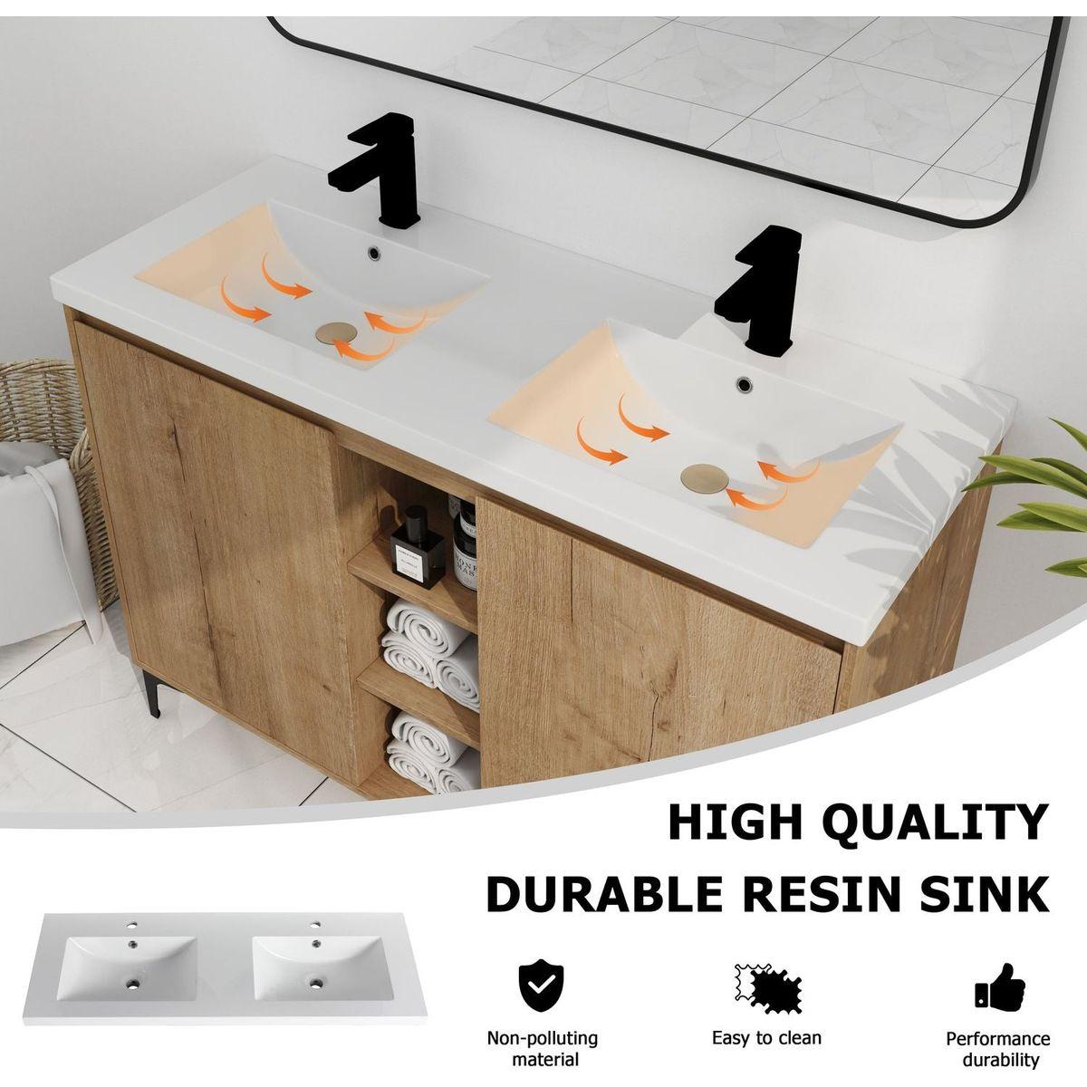 48" Freestanding Bathroom Vanity With Double Sink, Soft Closing Door Hinge (KD-Package)G