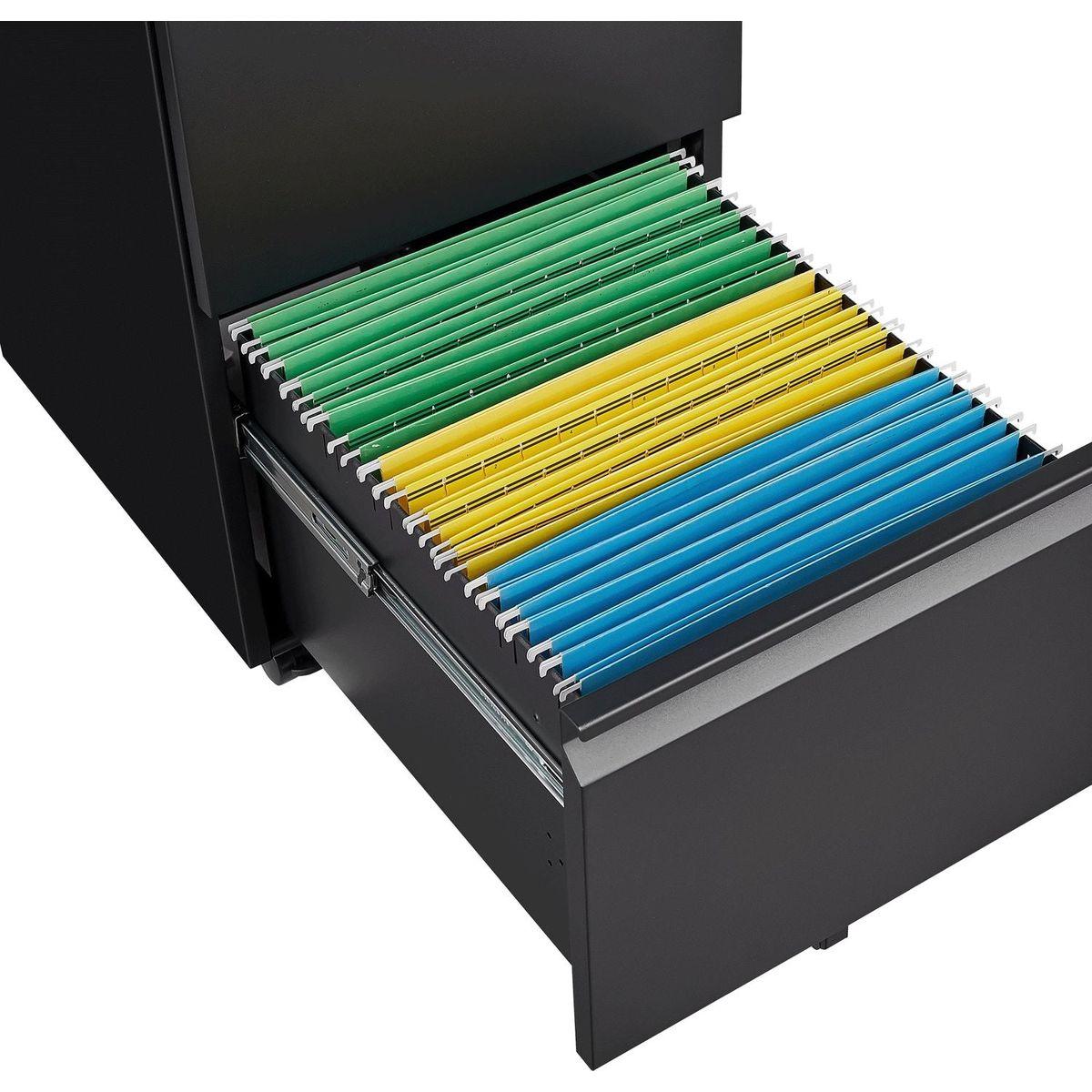 2 Drawer File Cabinet with Lock, Metal Under Desk Rolling Filing Cabinet fits Letter/Legal/A4 Size for Home Office, Mobile Filing Cabinet, Assemble Required, Black