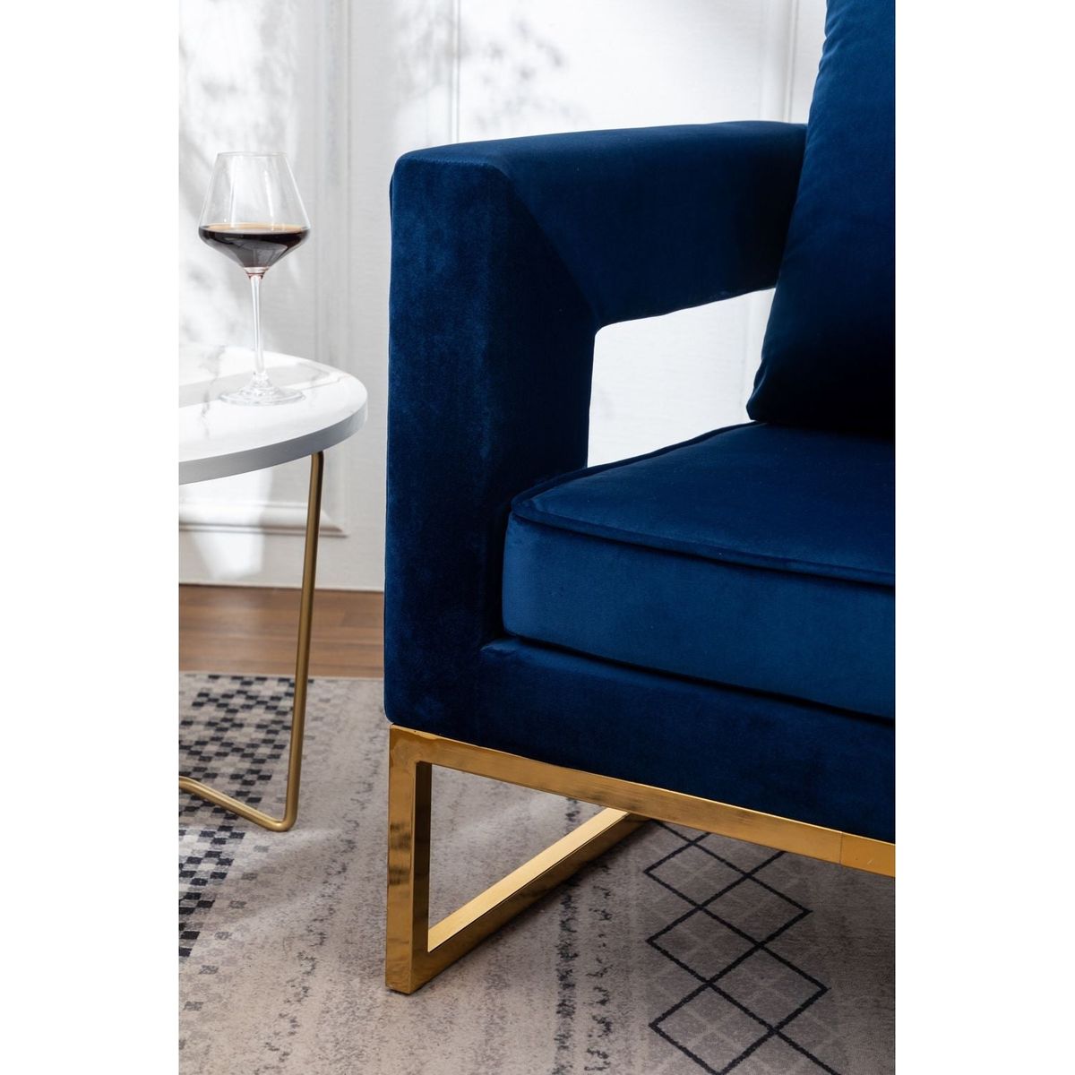 Lenola Contemporary Upholstered Accent Arm Chair, Blue