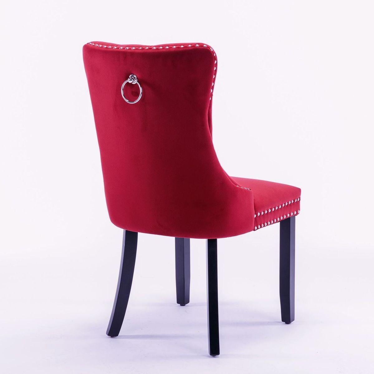 Classic Velvet Dining Chairs, High-end Tufted Solid Wood Contemporary Velvet Upholstered Dining Chair with Wood Legs Nailhead, SET OF 2,Burgundy, Wine Red