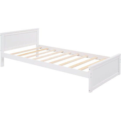 Twin size Loft Bed with a Stand-alone bed, Shelves,Desk,and Wardrobe-White