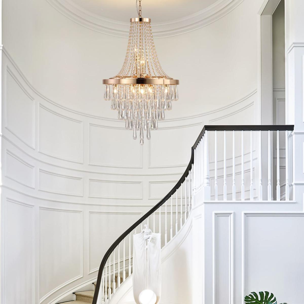 Gold Crystal Chandeliers,Large Contemporary Luxury Ceiling Lighting for Living Room Dining Room Bedroom Hallway (Bulbs Not Included)