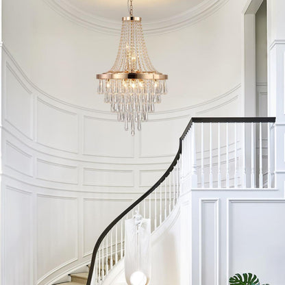 Gold Crystal Chandeliers,Large Contemporary Luxury Ceiling Lighting for Living Room Dining Room Bedroom Hallway (Bulbs Not Included)