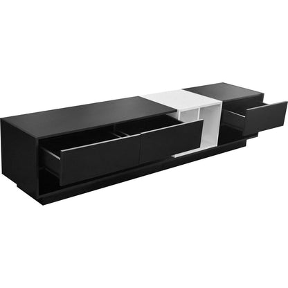 Sleek and Stylish TV Stand with Perfect Storage Solution, Two-tone Media Console for TVs Up to 80", Functional TV Cabinet with Versatile Compartment for Living Room, Black