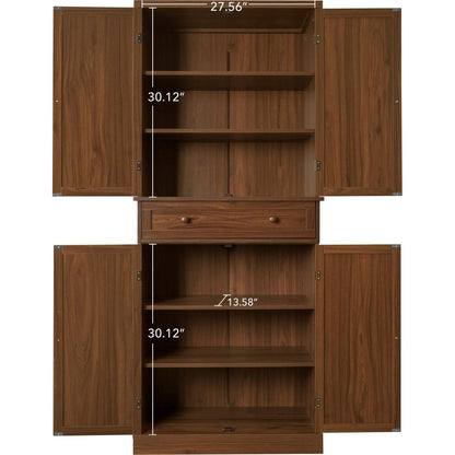 4 Door Cabinet with 1 Drawer, with 4 Adjustable Inner Shelves, Storage Cabinet