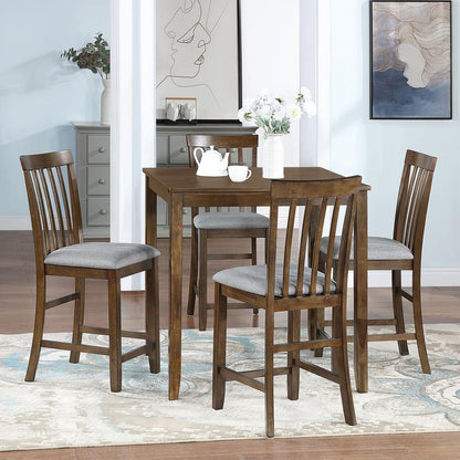 Wooden Dining Square Table, Kitchen Table for Small Space, 4 Person Counter Height Table, Walnut ONLY THE TABLE