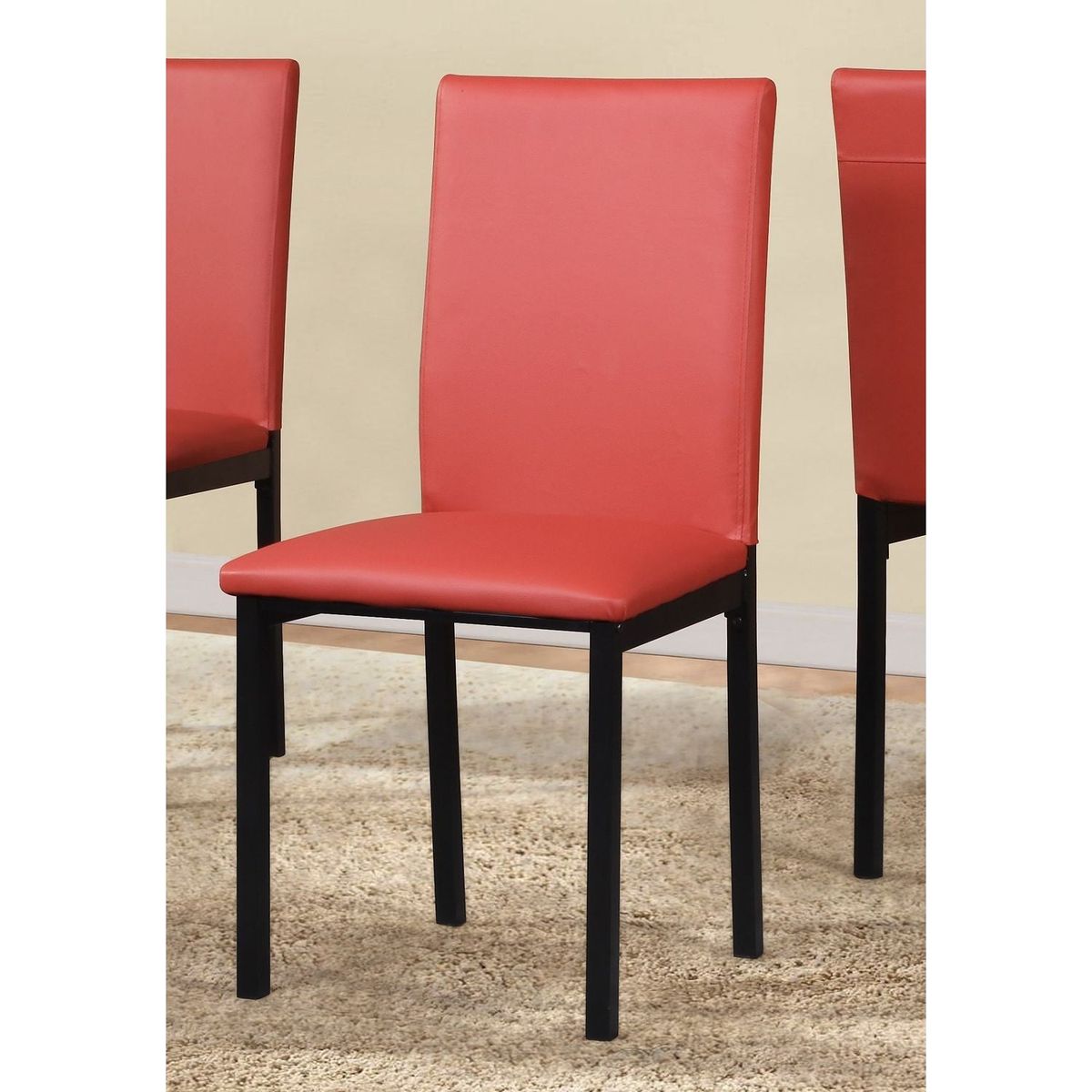 Noyes Faux Leather Seat Metal Frame Dining Chairs, Set of 4, Red