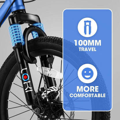 S20101 20 Inch Kids Bike, Boys Girls Mountain Bike Ages 8-12, 7 Speed Teenager Children Kids' Bicycles, Front Suspension Disc U Brake, 14 Inch Height Steel Frame