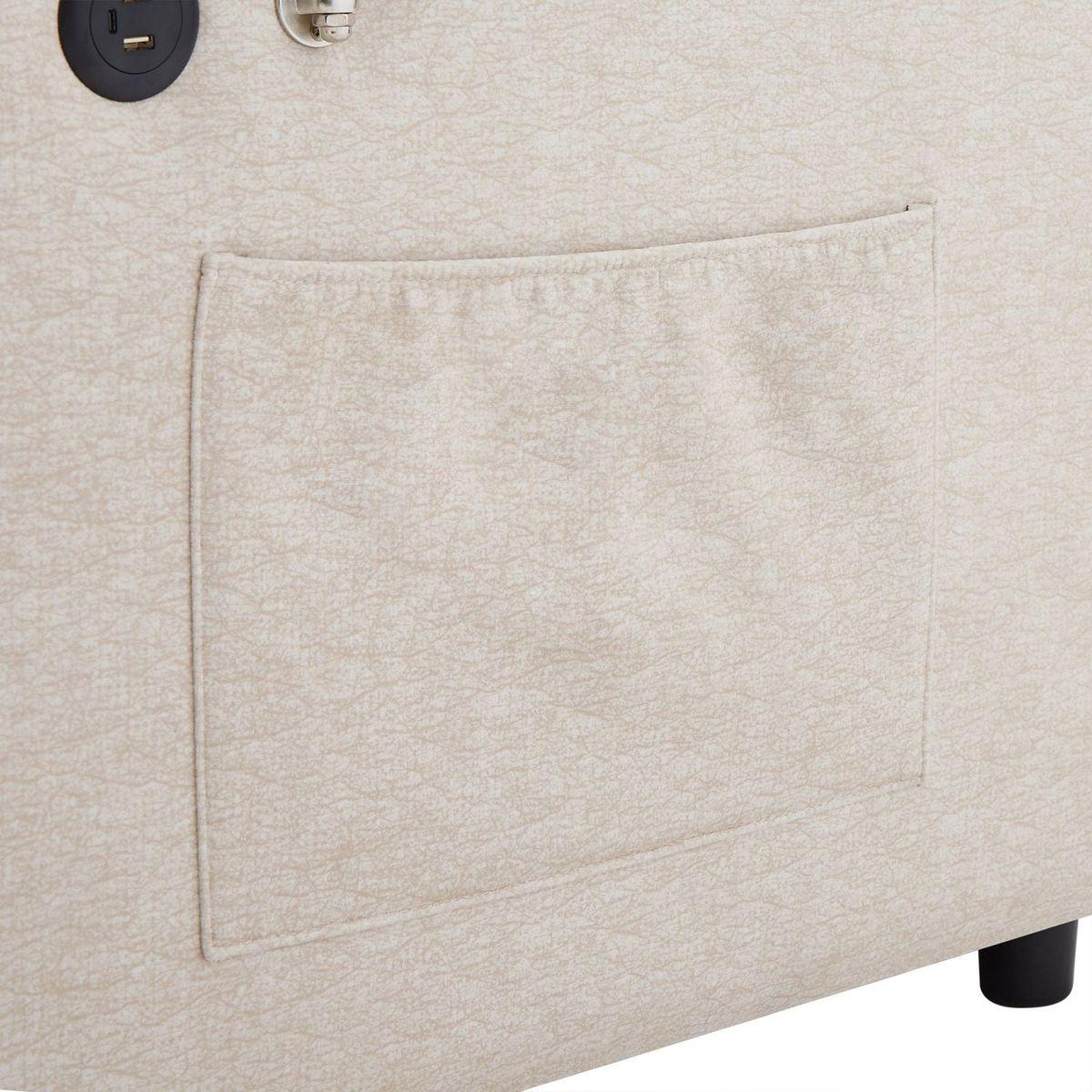 55.9" Convertible Sofa Bed Loveseat Sofa with Three USB Ports, Two Side Pockets, Two Cup Holders and 360Swivel Phone Holder for Living Room, Beige