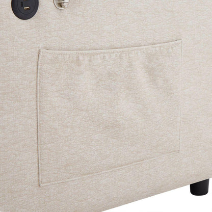 55.9" Convertible Sofa Bed Loveseat Sofa with Three USB Ports, Two Side Pockets, Two Cup Holders and 360Swivel Phone Holder for Living Room, Beige