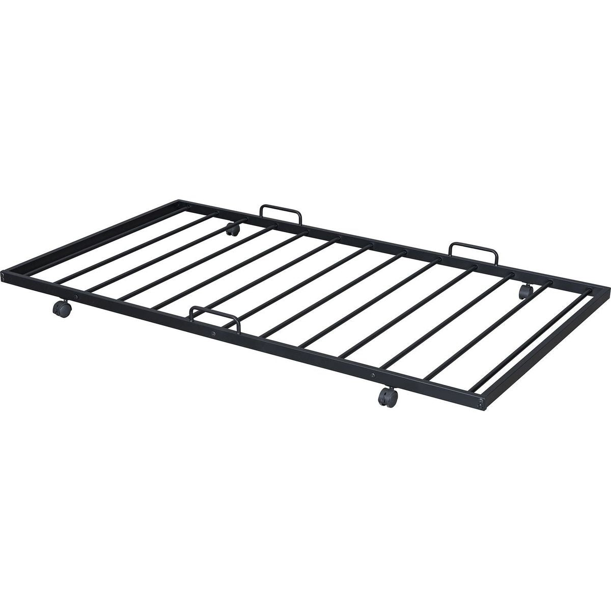 Full Size Metal House Bed with Twin Size Trundle, Black