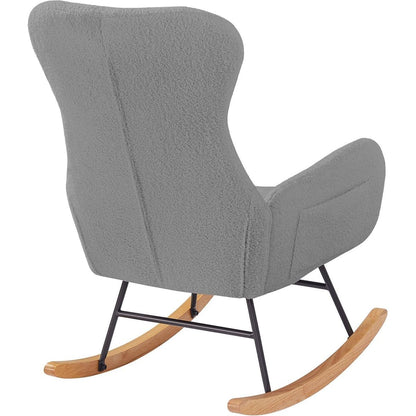 GREY teddy fabric rocking chair