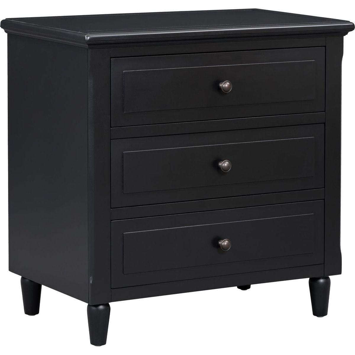 3-Drawer Nightstand Storage Wood Cabinet
