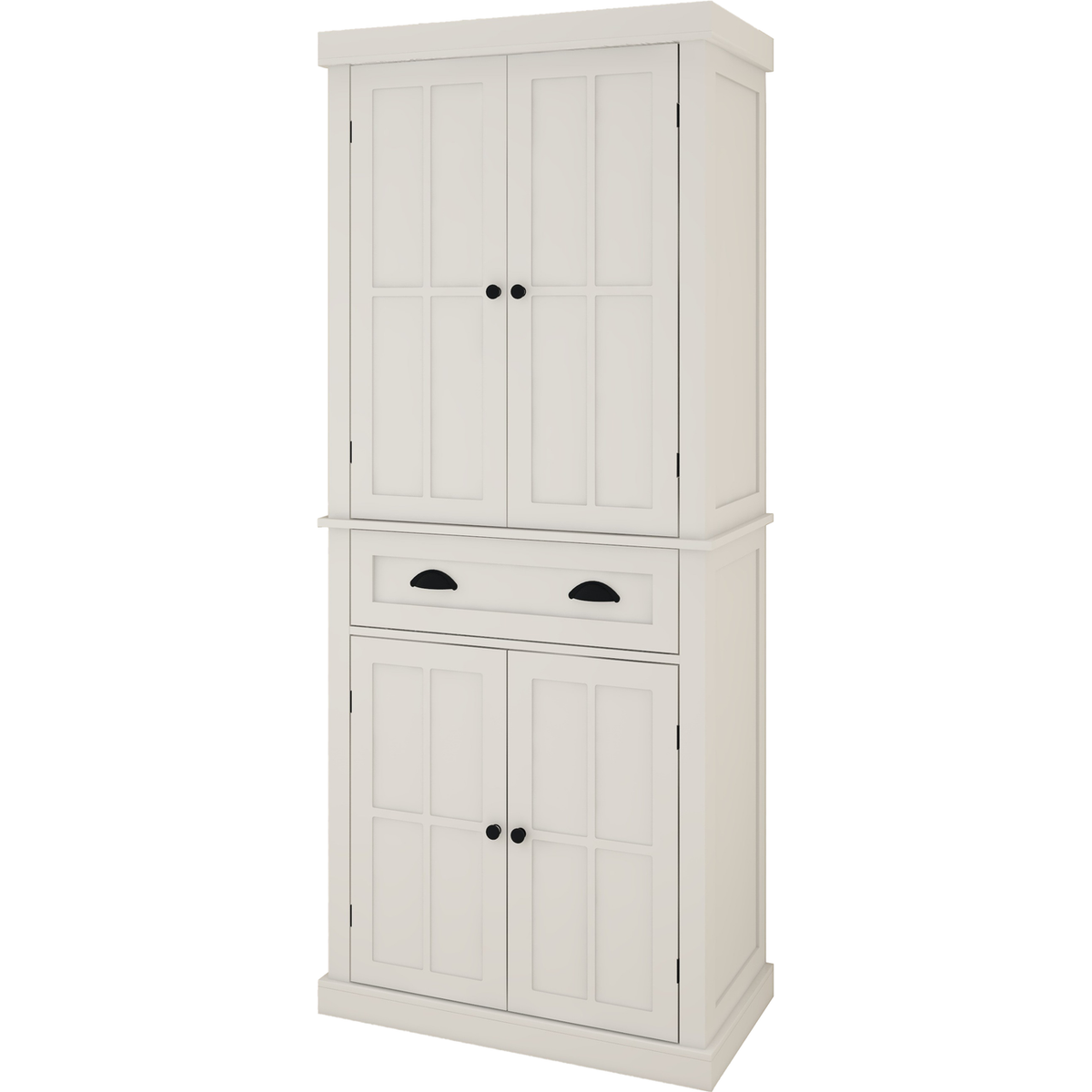 71" Kitchen Pantry Storage Cabinet, with 4 Doors, Drawer, 2 Adjustable Shelves, Freestanding Cupboard for Dining Room Living Room, Laundry-White