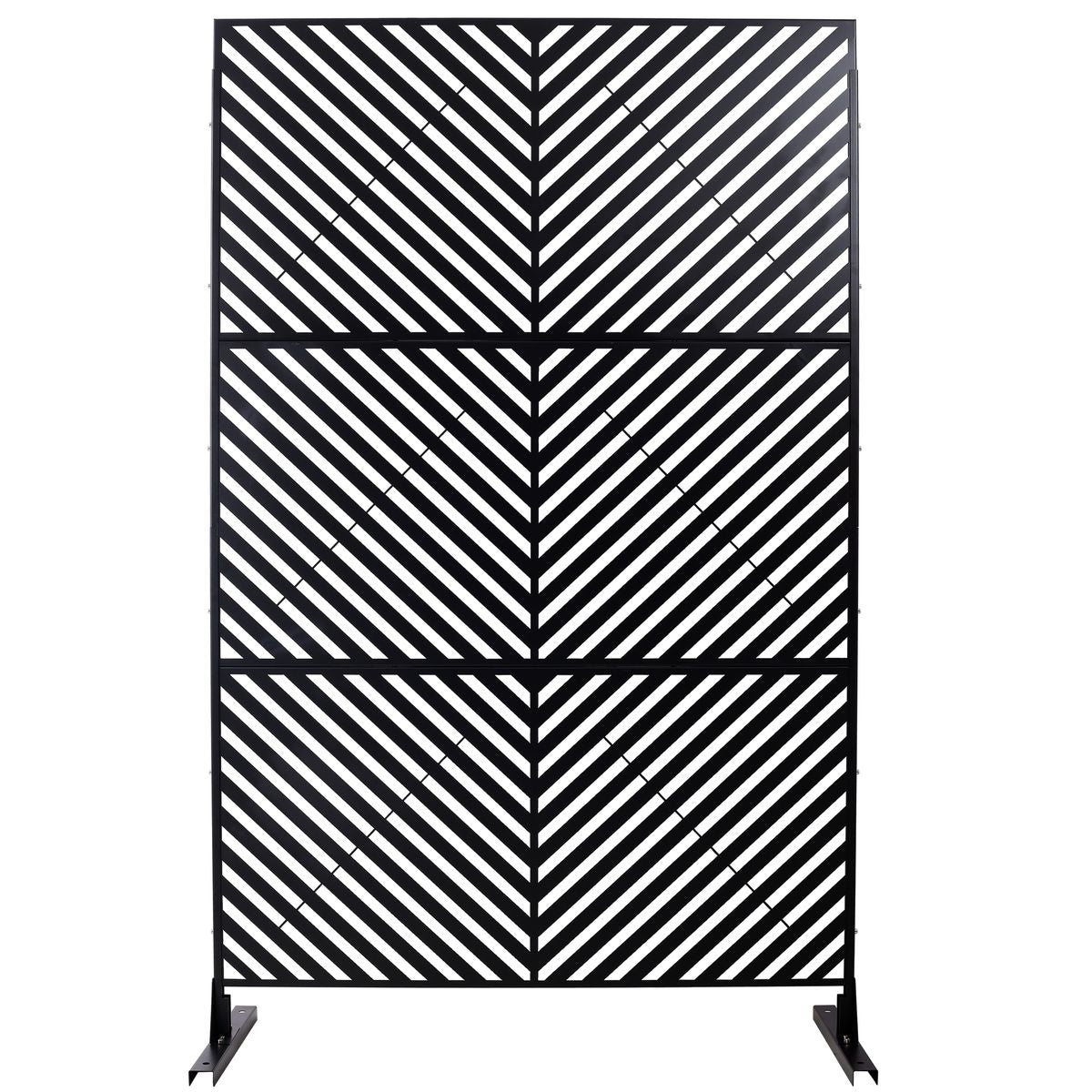 Outdoor & Indoor Privacy Screen Metal Privacy Screen 76' H×48' W, Freestanding Decorative Privacy Screen for Deck Balcony Patio, Privacy Fence Panels for Outside Lawn Garden PS113 BLACK