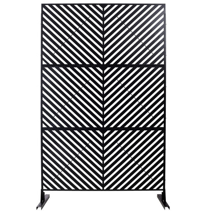 Outdoor & Indoor Privacy Screen Metal Privacy Screen 76' H×48' W, Freestanding Decorative Privacy Screen for Deck Balcony Patio, Privacy Fence Panels for Outside Lawn Garden PS113 BLACK