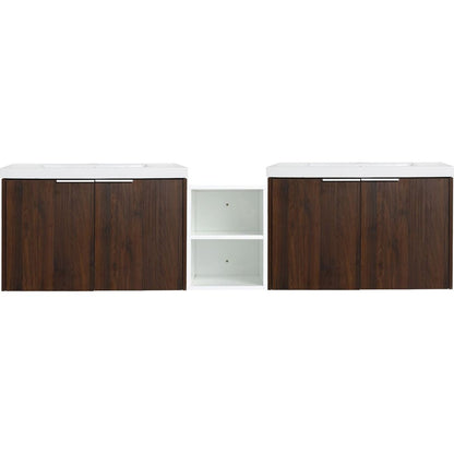 72 Inch Soft Close Doors Bathroom Vanity With Sink, A Small Storage Shelves, 30" and 12" Combination Cabinet,(KD-Packing)