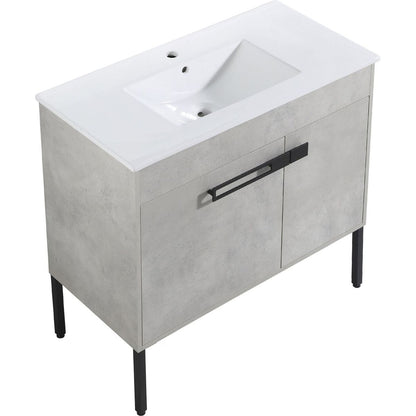 36 Inch Bathroom Vanity with Sink, Freestanding Bathroom Vanity or Floating is Optional Conversion-00336CG-1-F-BL9090B(KD-Packing)